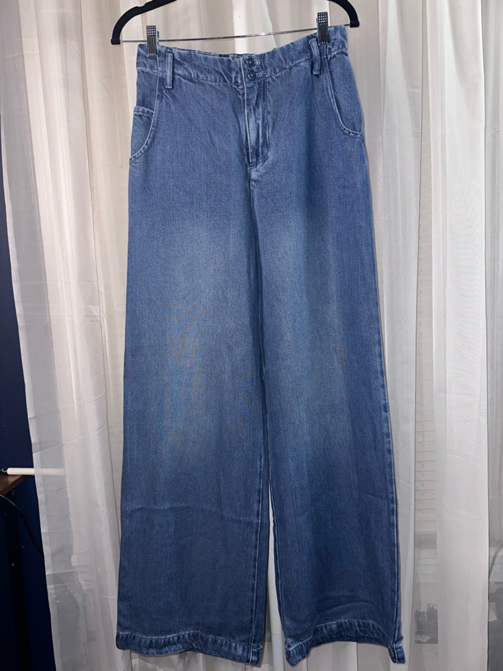 Young Fabulous & Broke Wide Leg Blue Denim Jeans